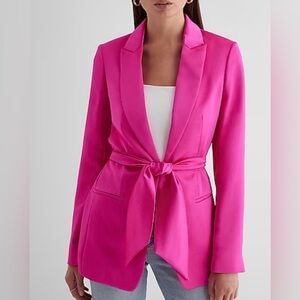 NWOT Express Hot Pink Satin Blazer. Med. Use w/ or w/out waist tie